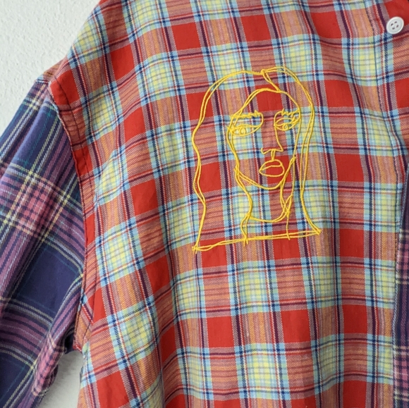 NWT B.A.T Button Up Mixed Plaid Long Sleeve Shirt - Picture 6 of 13